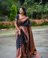 Navy Blue Banarasi Silk Saree | Traditional Wedding Wear