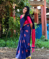 Navy Blue Banarasi Silk Saree | Traditional Wedding Wear