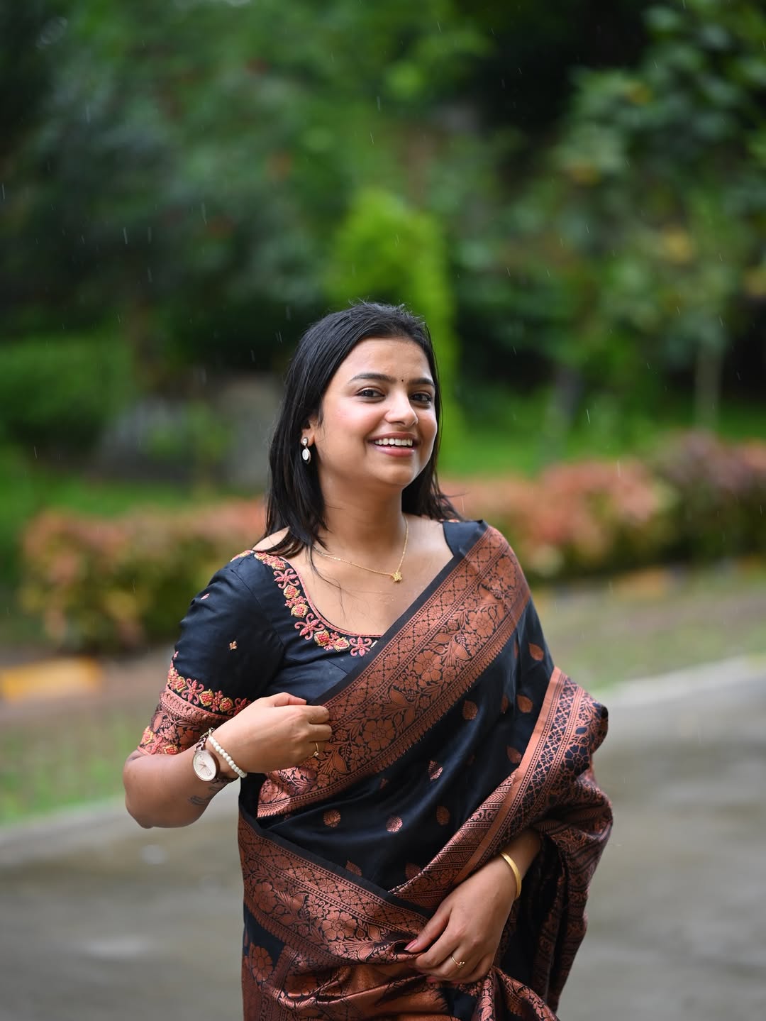 Navy Blue Banarasi Silk Saree | Traditional Wedding Wear