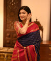 Navy Blue Banarasi Silk Saree | Traditional Wedding Wear