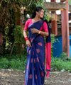 Navy Blue Banarasi Silk Saree | Traditional Wedding Wear