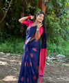 Navy Blue Banarasi Silk Saree | Traditional Wedding Wear