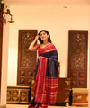 Navy Blue Banarasi Silk Saree | Traditional Wedding Wear