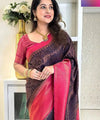 Navy Blue Banarasi Silk Saree | Traditional Zari Weave