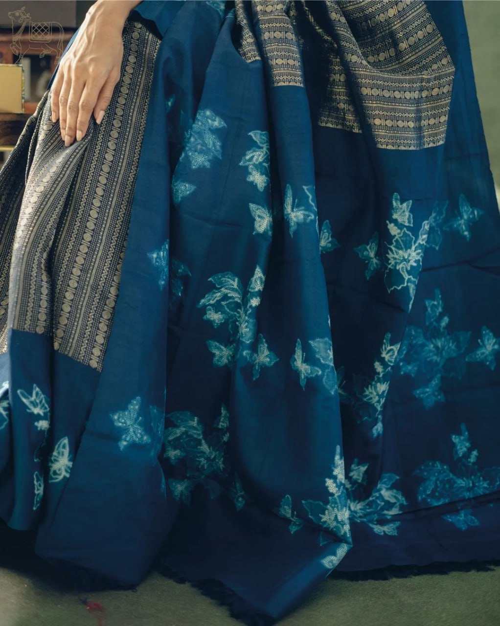 Navy Blue Banarasi Silk Saree | Traditional Zari Weave