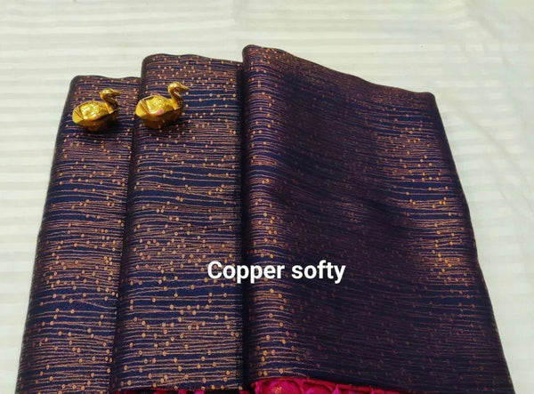 Navy Blue Banarasi Silk Saree | Traditional Zari Weave