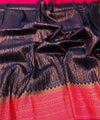 Navy Blue Banarasi Silk Saree | Traditional Zari Weave
