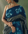 Navy Blue Banarasi Silk Saree | Traditional Zari Weave
