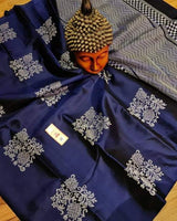 Navy Blue Banarasi Silk Saree | Wedding & Festive Wear