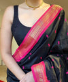 Navy Blue Banarasi Silk Saree | Wedding & Festive Wear