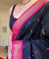 Navy Blue Banarasi Silk Saree | Wedding & Festive Wear