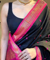 Navy Blue Banarasi Silk Saree | Wedding & Festive Wear