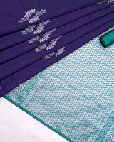 Navy Blue Banarasi Silk Saree | Wedding & Reception Wear