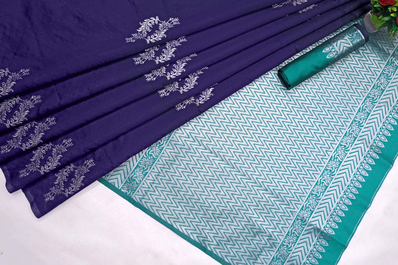 Navy Blue Banarasi Silk Saree | Wedding & Reception Wear