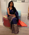 Navy Blue Banarasi Silk Saree | Wedding & Reception Wear