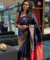 Navy Blue Banarasi Silk Saree | Wedding & Reception Wear