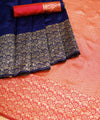 Navy Blue Banarasi Silk Saree | Wedding & Reception Wear