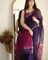 Navy Blue Cotton Saree | Festive & Party Wear