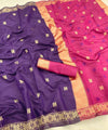 Navy Blue Cotton Saree | Festive & Party Wear