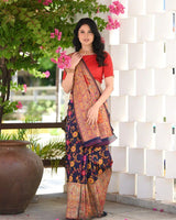 Navy Blue Cotton Saree | Office & Casual Wear