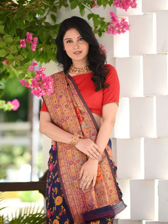 Navy Blue Cotton Saree | Office & Casual Wear