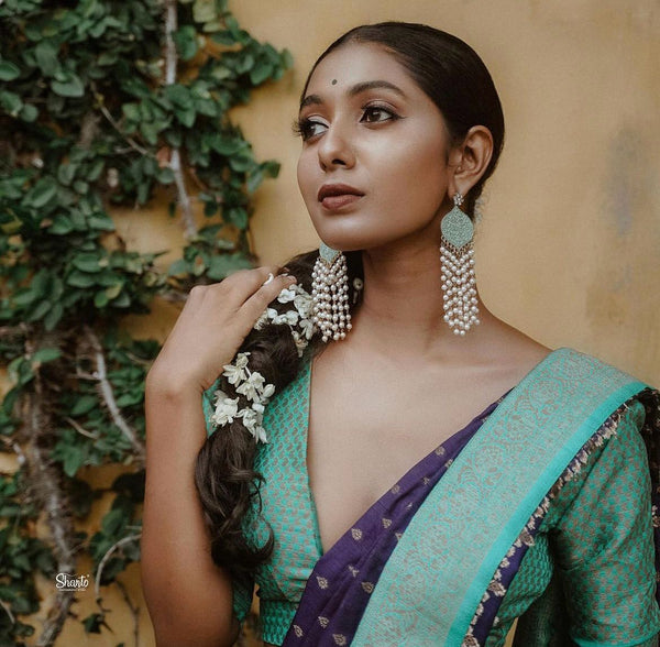 Navy Blue Jacquard Silk Saree | Festive & Party Wear