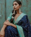 Navy Blue Jacquard Silk Saree | Festive & Party Wear