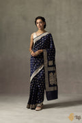 Navy Blue Jacquard Silk Saree | Traditional Wedding Wear