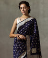 Navy Blue Jacquard Silk Saree | Traditional Wedding Wear