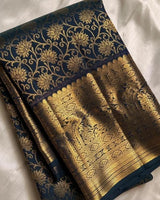 Navy Blue Kanjivaram Silk Saree | Bridal & Festive Wear
