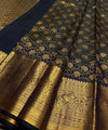 Navy Blue Kanjivaram Silk Saree | Bridal & Festive Wear
