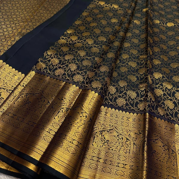 Navy Blue Kanjivaram Silk Saree | Bridal & Festive Wear