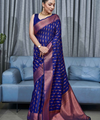 Navy Blue Kanjivaram Silk Saree | Ethnic Wear for Women