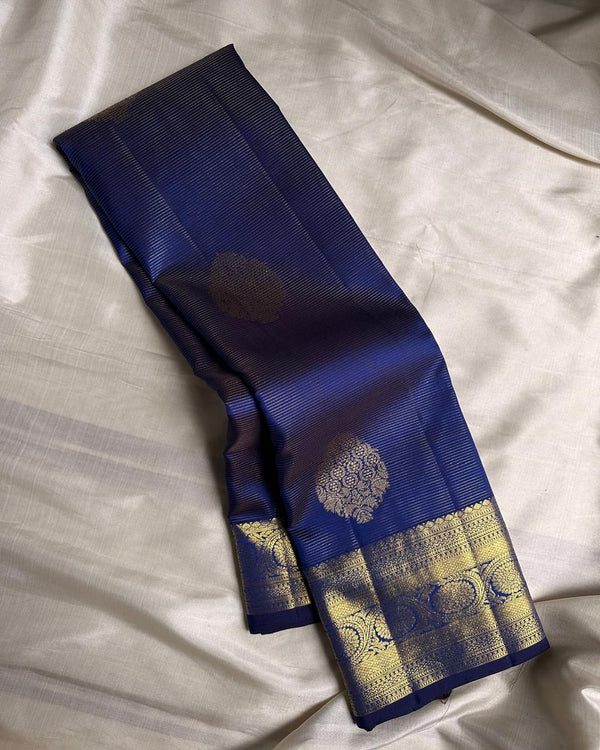Navy Blue Kanjivaram Silk Saree | Ethnic Wear for Women