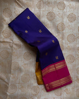 Navy Blue Kanjivaram Silk Saree | Traditional Wedding Wear