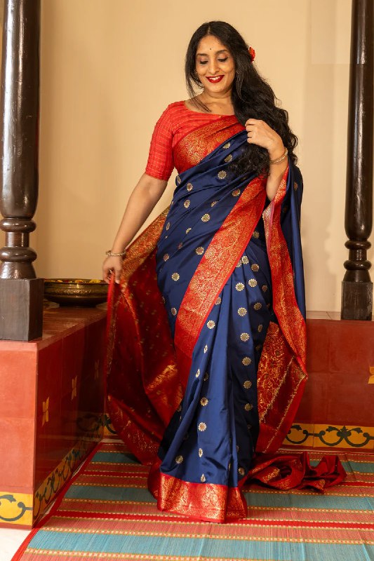 Navy Blue Paithani Silk Saree | Festival & Ceremony Wear