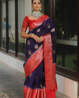 Navy Blue Paithani Silk Saree | Wedding & Festive Wear