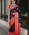 Navy Blue Paithani Silk Saree | Wedding & Festive Wear