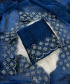 Navy Blue Satin Saree with Zari Weaving & Siroski Border | RD TANISHKA