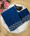 Navy Blue Satin Saree with Zari Weaving & Siroski Border | RD TANISHKA