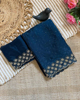 Navy Blue Space Silk Jarkan Work Saree for Wedding & Party | RD TAMANAH