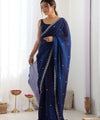 Navy Blue Space Silk Sequin Embroidery Saree for Party Wear | RD KAVYA