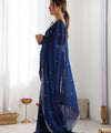 Navy Blue Space Silk Sequin Embroidery Saree for Party Wear | RD KAVYA
