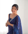 Navy Blue Space Silk Sequin Embroidery Saree for Party Wear | RD KAVYA