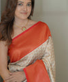 Off White Banarasi Silk Saree | Bridal & Festive Wear