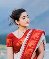 Off White Banarasi Silk Saree | Durga Puja Special