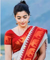 Off White Banarasi Silk Saree | Durga Puja Special