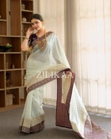 Off White Banarasi Silk Saree | Ethnic Wear for Women