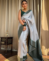 Off White Banarasi Silk Saree | Festival & Ceremony Wear