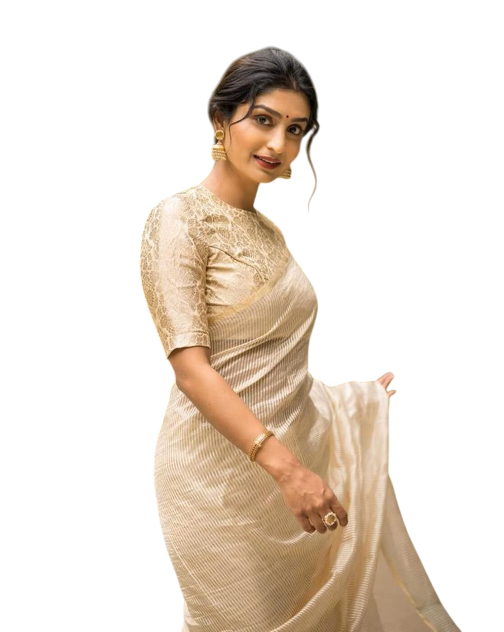 Off White Banarasi Silk Saree | Festive & Party Wear